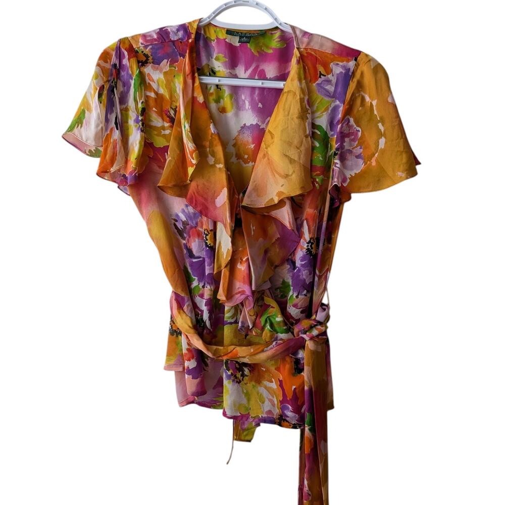 LRL Lauren Ralph Lauren vintage silk wrap top